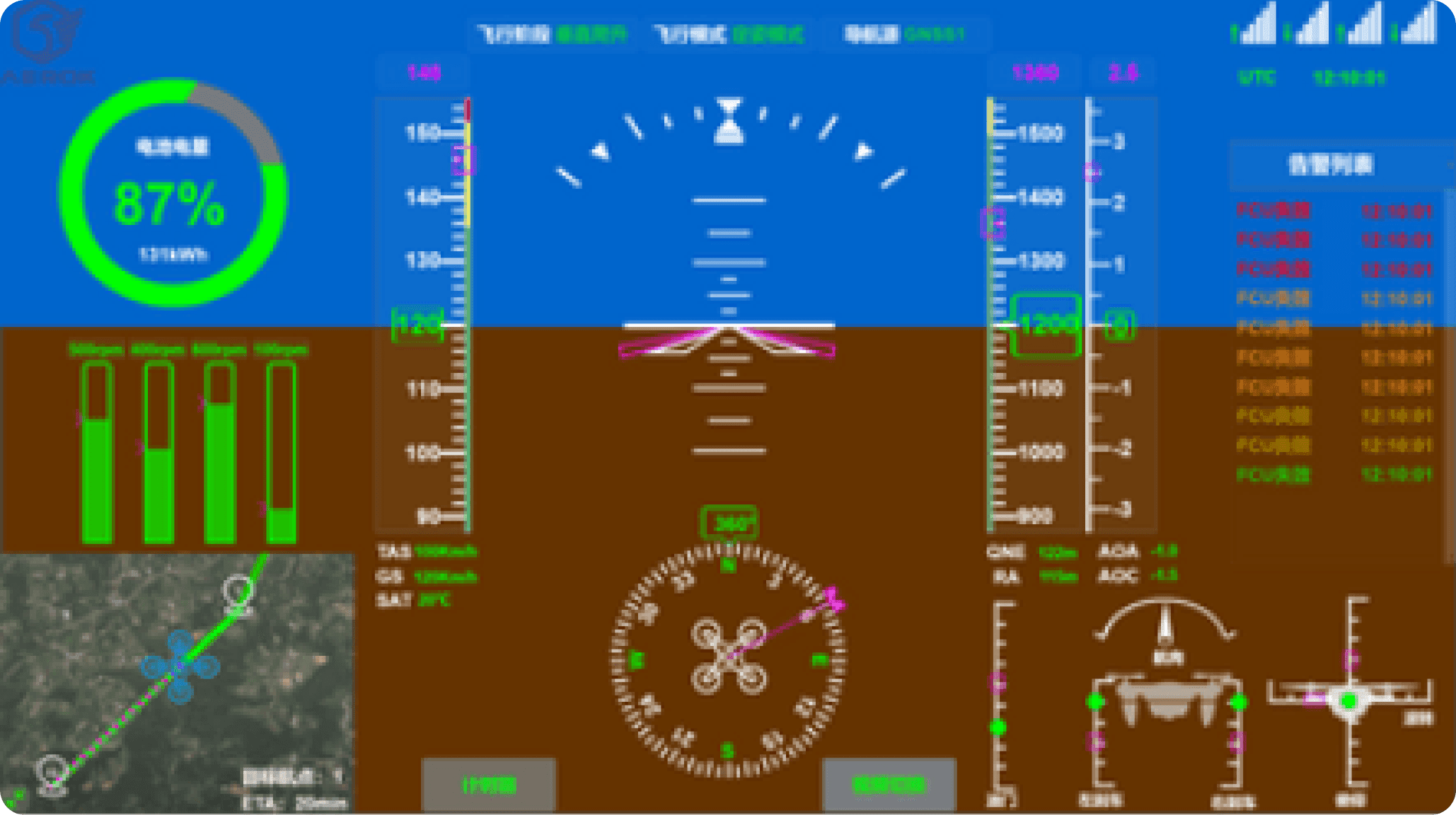 AEROK-GCS flight control and status monitoring